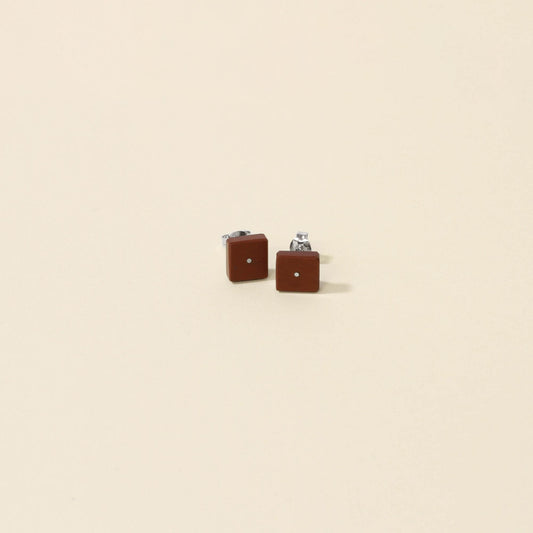 Pakohe and Sterling Silver Square Studs