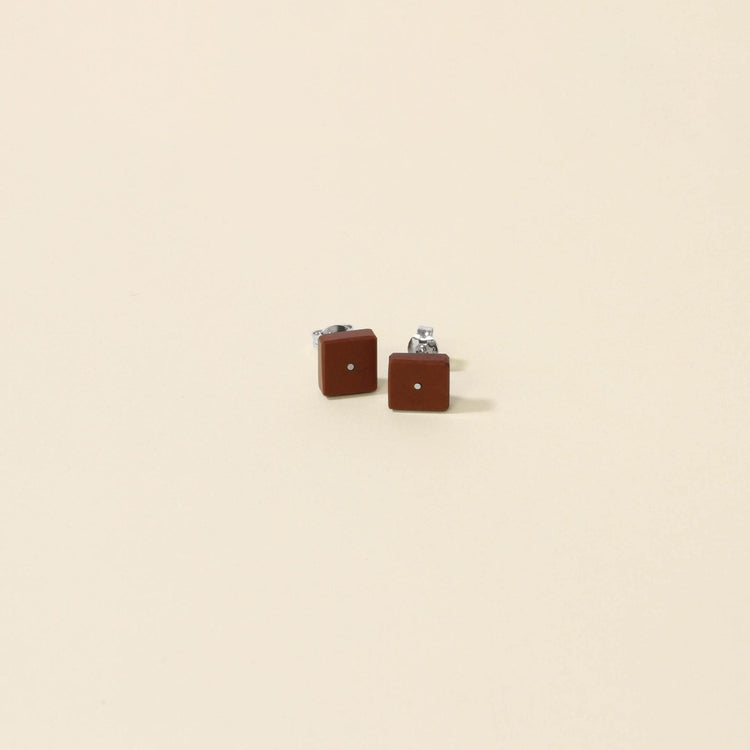 Pakohe and Sterling Silver Square Studs