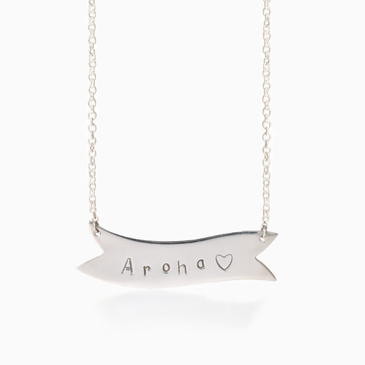 Aroha Sterling Silver Banner Necklace 