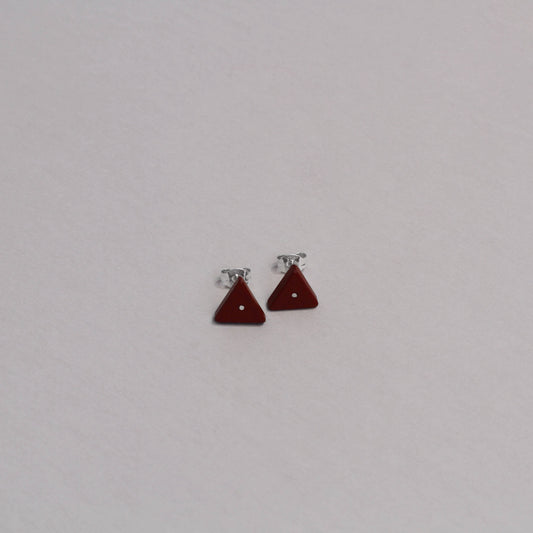 Pakohe and Sterling Silver Triangle Studs