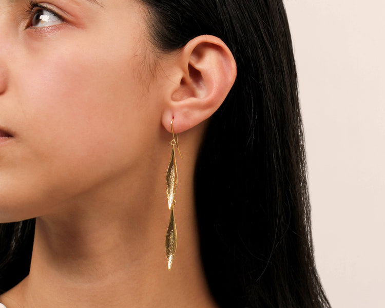 Long Karohirohi 22ct Gold Plate Earrings