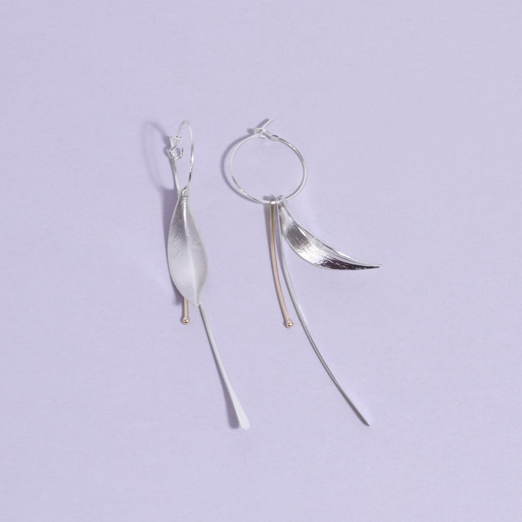 Koromiko Sterling Silver Earrings with 9ct Gold Stalk