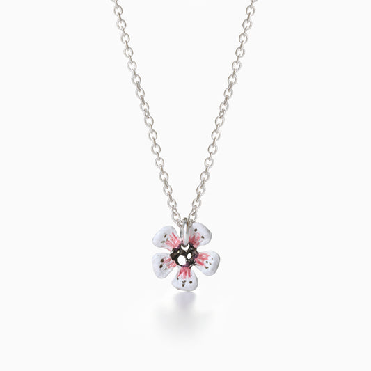 Hand painted Manuka Flower Sterling Silver Necklace