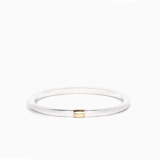 Sterling Silver Round Wrap 5mm Bangle with 22ct Gold