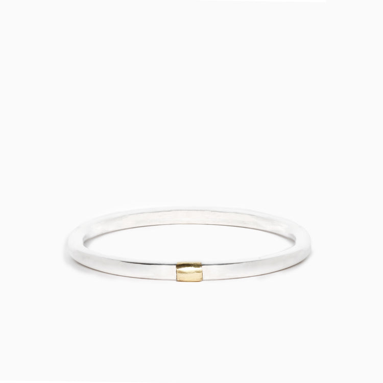 Sterling Silver Round Wrap 5mm Bangle with 22ct Gold