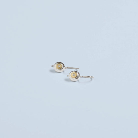 Sterling Silver Ball Earrings with 22ct Gold & Diamond