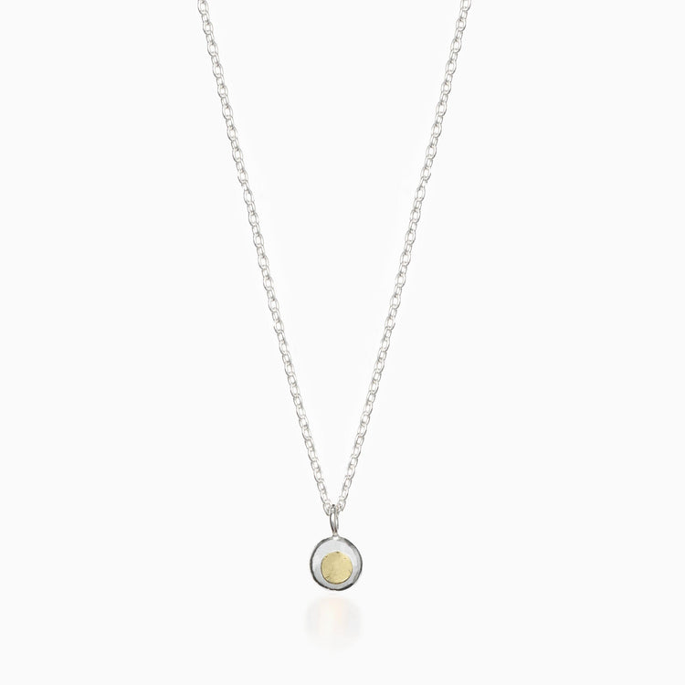 Pure Silver Ball Pendant with 22ct Gold