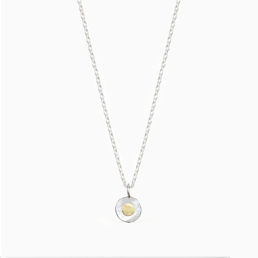 Sterling Silver Petite Disk Pendant with 22ct Gold