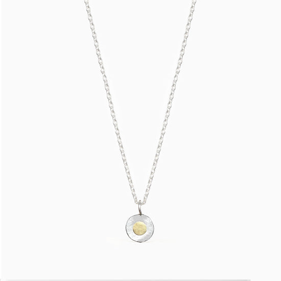 Sterling Silver Petite Disk Pendant with 22ct Gold