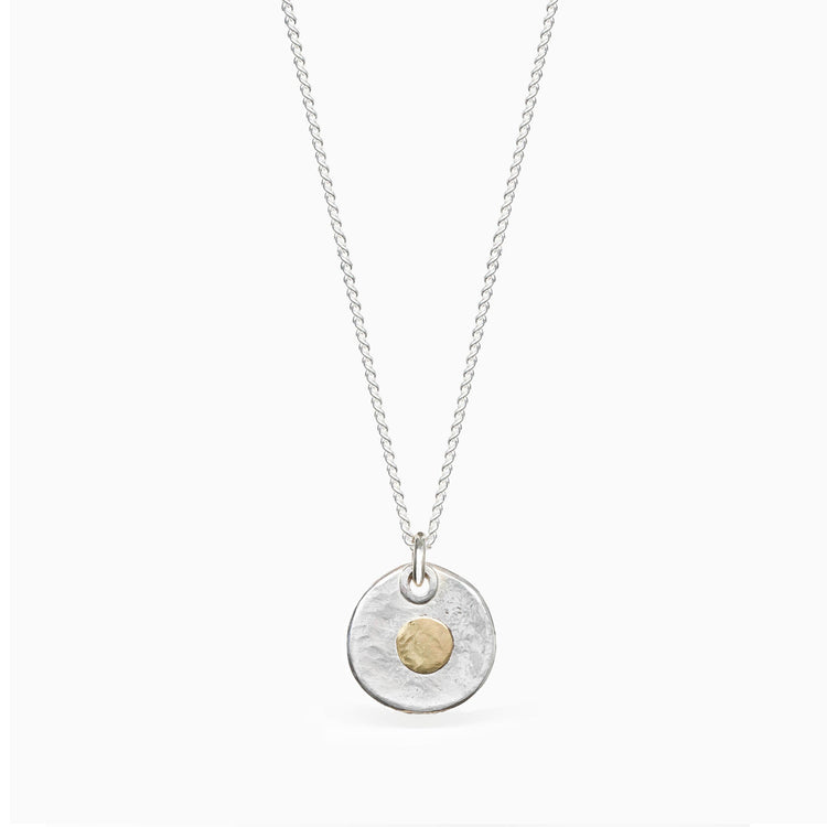 Sterling Silver Medium Disk Pendant with 22ct Gold