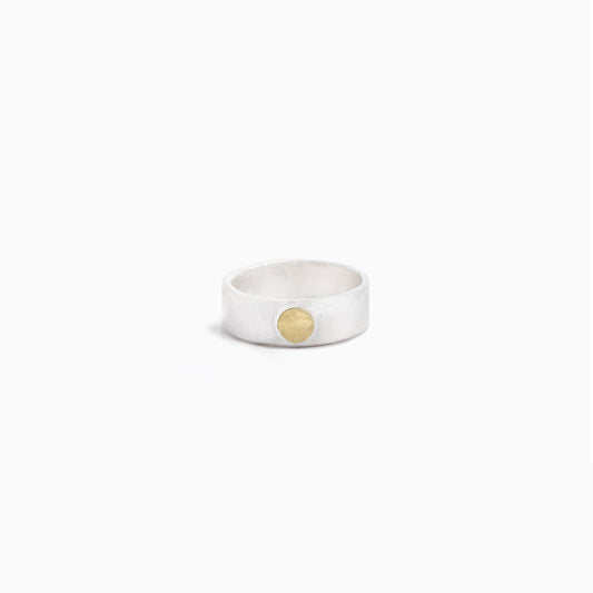 Sterling Silver 6mm Spot Ring with 22ct Gold
