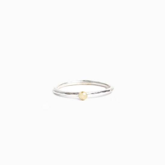 Sterling Silver Stacker Ring with 22ct Gold Ball
