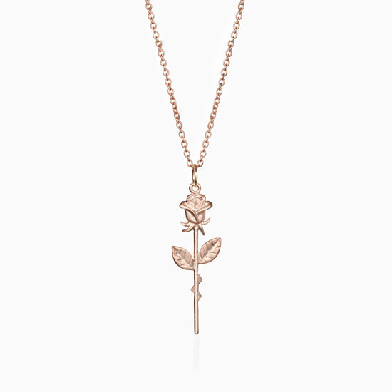 Single Rose 9ct Rose Gold Necklace