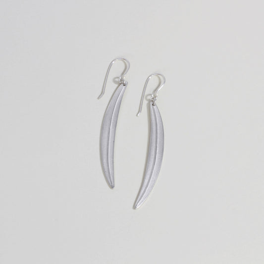 Sterling Silver Curved Leaf Earrings