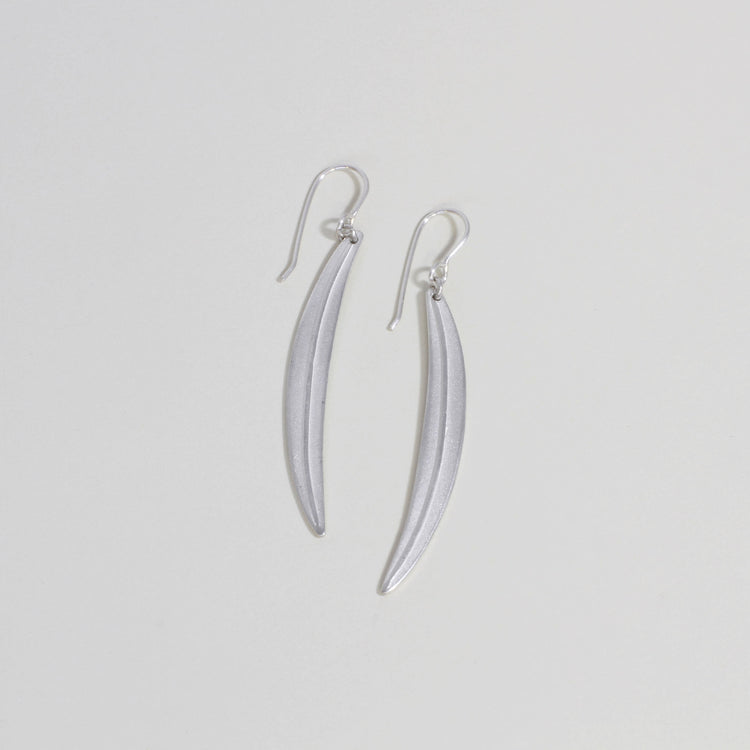 Sterling Silver Curved Leaf Earrings