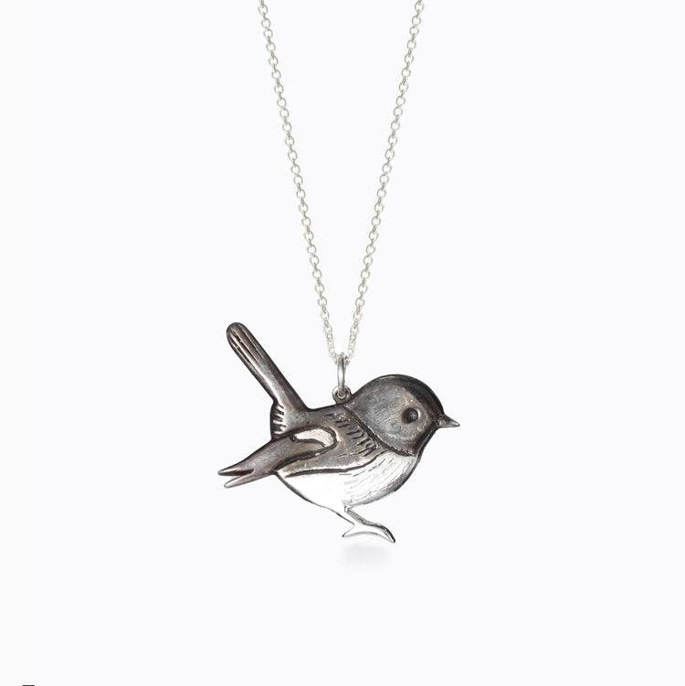 Sterling Silver Tomtit Miromiro Necklace by Tania Mallow