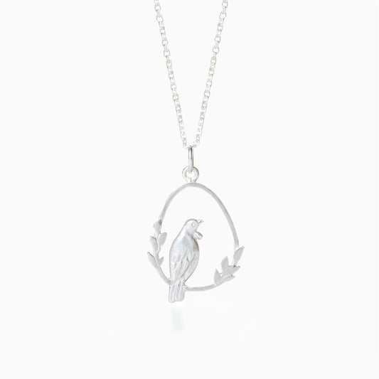 Sterling Silver Tui Pendant Necklace