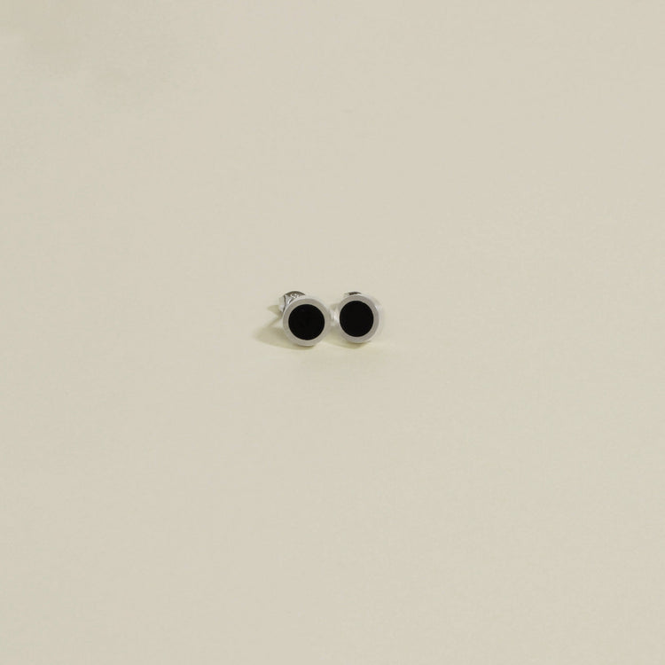 Tiny Black Jade and Sterling Silver Studs