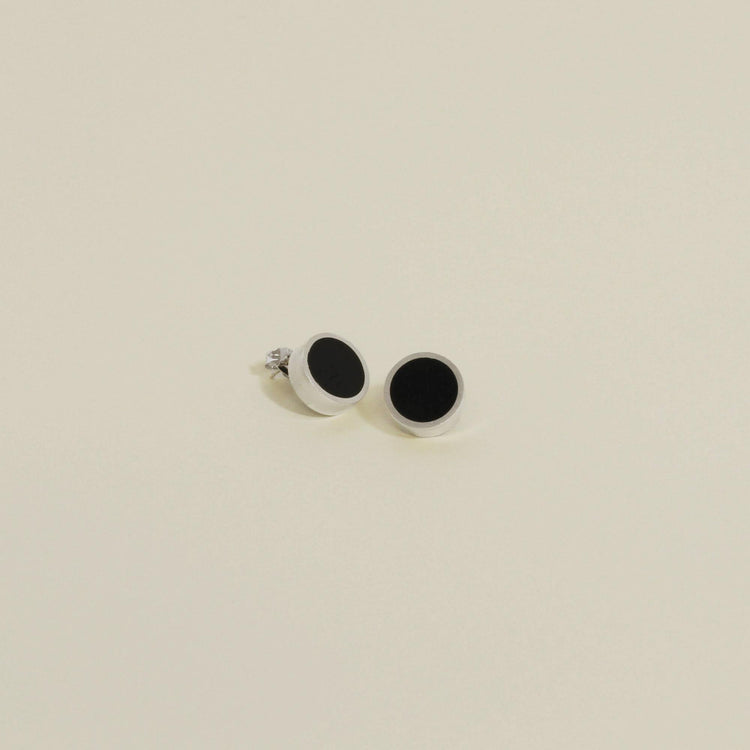 Black Jade and Sterling Silver Studs